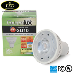 GreenLux HIgh Quality GU10 6 Watt 3000K Bulb 350 Lumens